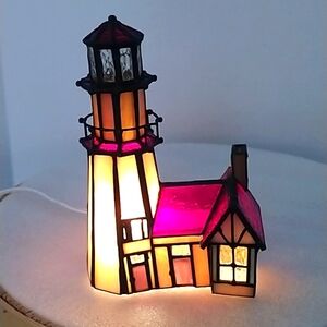 Stained Glass Lighthouse Figurine - Multicolor